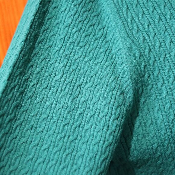 Charter Club Teal Cable Knit Turtle Neck Sweater LG - Picture 7 of 13